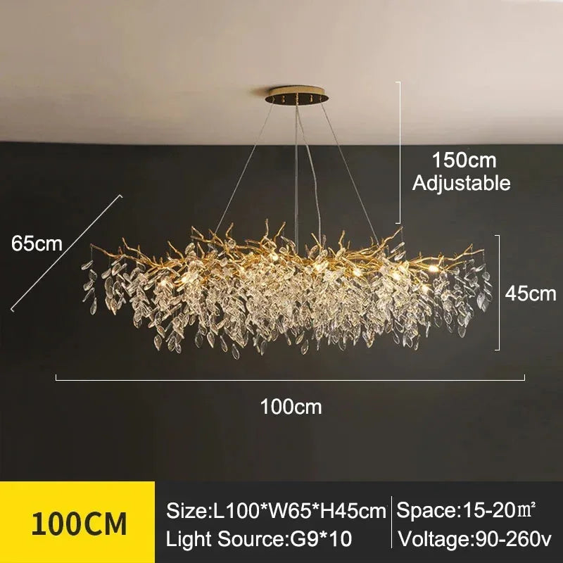 Exclusive Crystal Leaf Chandelier – Branch Design with Modern Elegance