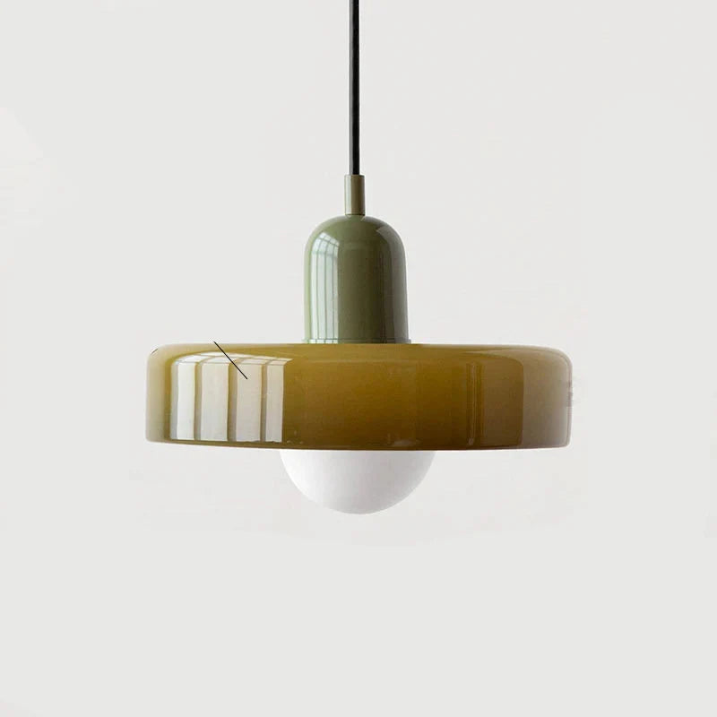 Bauhaus Pendant Light with Coloured Glass Shade