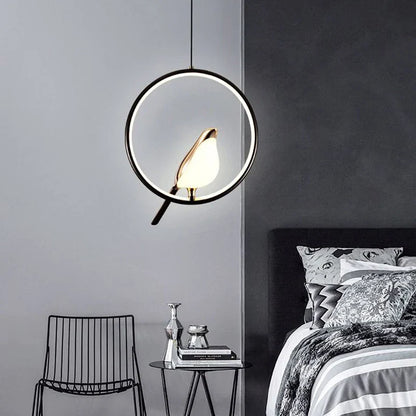 Luxury Pendant Light with Golden Bird
