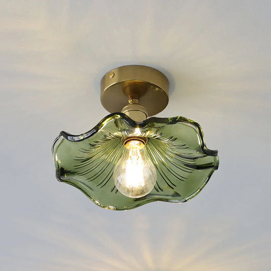 Decorative Ceiling Light with Leaf-Shaped Glass Shade