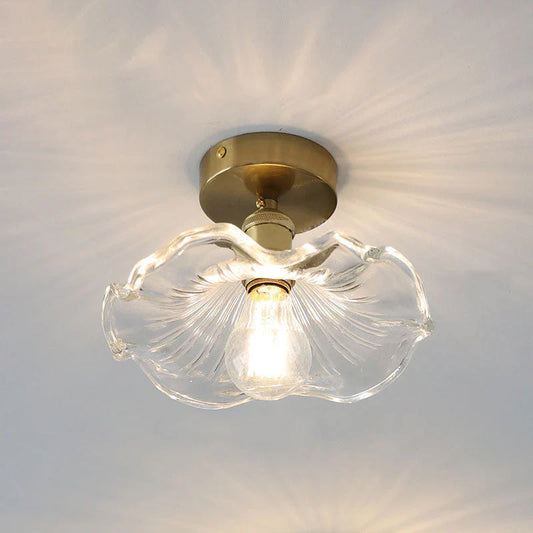 Decorative Ceiling Light with Leaf-Shaped Glass Shade