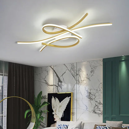 Modern Geometric LED Ceiling Light – Wavy Line Design