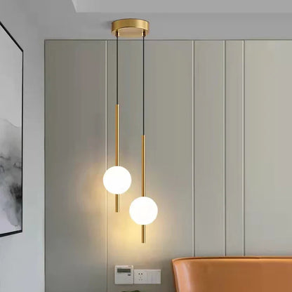 Modern Gold Pendant Light with Globe Shade | Minimalist LED Ceiling Lamp