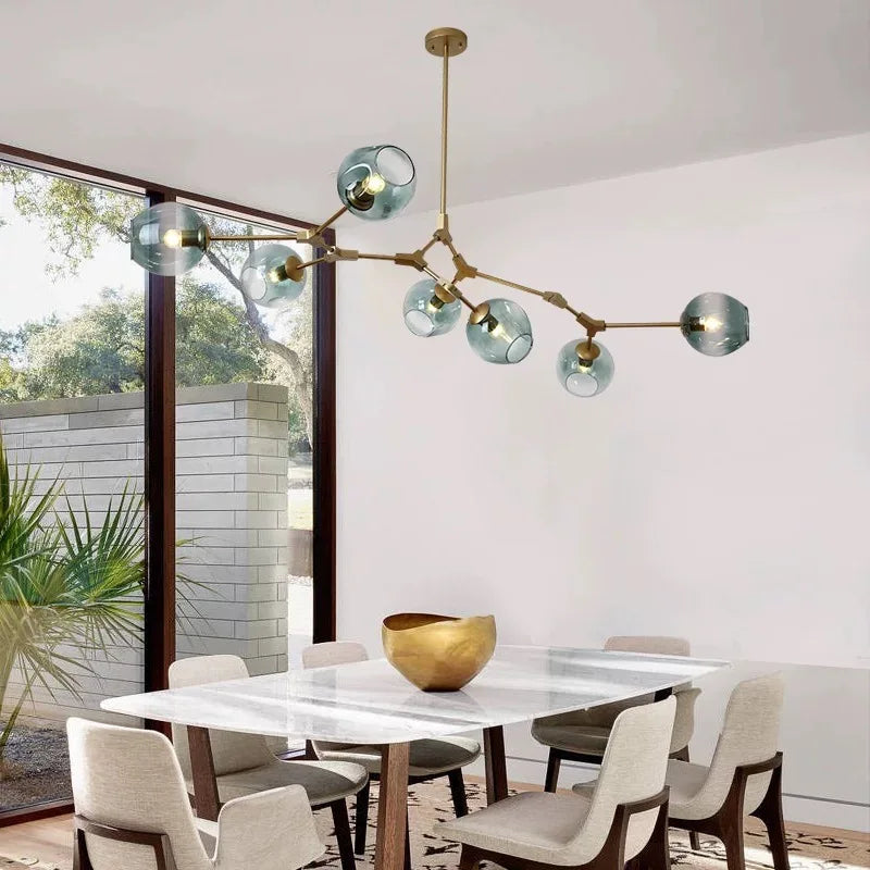 8-Arm Molecular Chandelier – Designer LED Ceiling Light