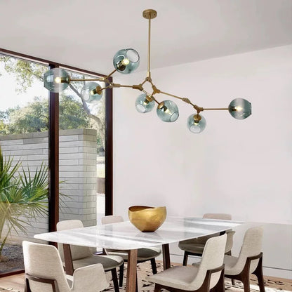 8-Arm Molecular Chandelier – Designer LED Ceiling Light