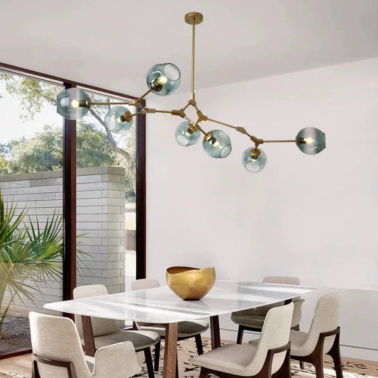 8-Arm Molecular Chandelier – Designer LED Ceiling Light