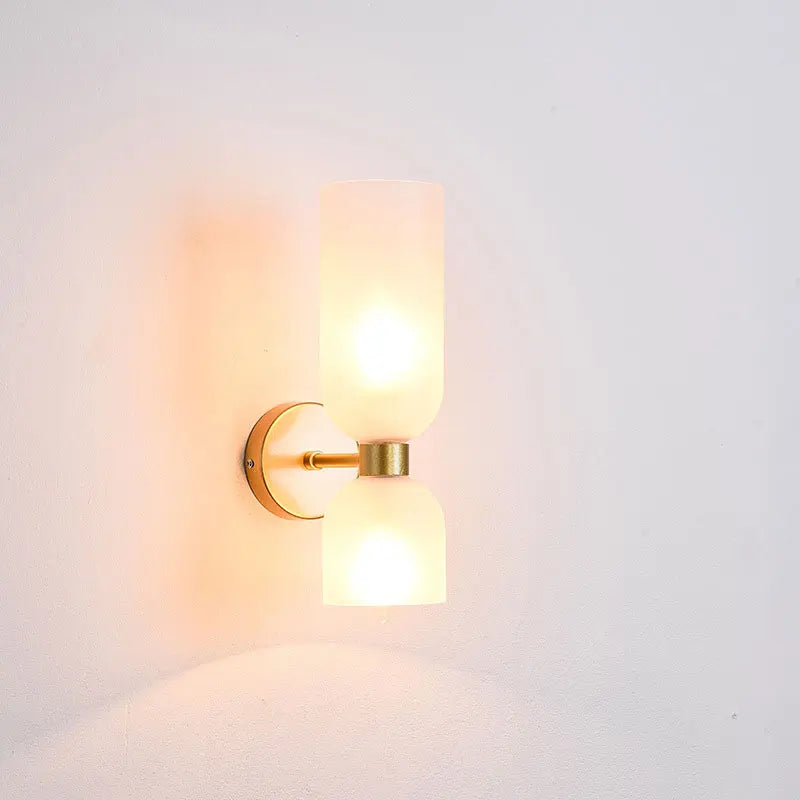 Double Wall Light with Smoked Glass & Gold Finish