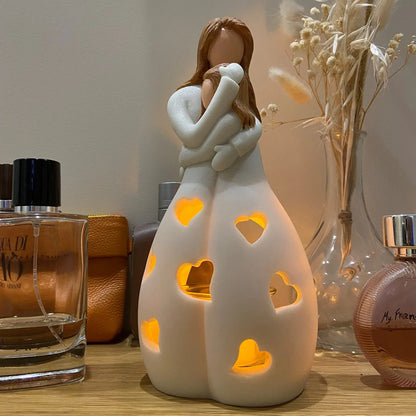 Mother and Child LED Decorative Lamp – Mood Light with Heart Cut-Outs