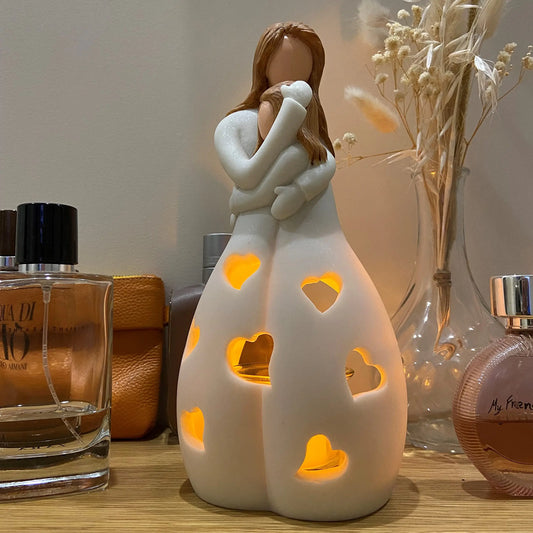 Mother and Child LED Decorative Lamp – Mood Light with Heart Cut-Outs
