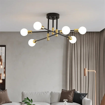 Industrial Ceiling Light with 6 Round Lamp Holders