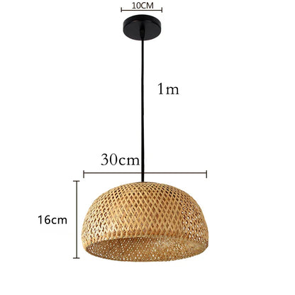 Boho Rattan Pendant Light – Handwoven Bamboo Ceiling Lamp