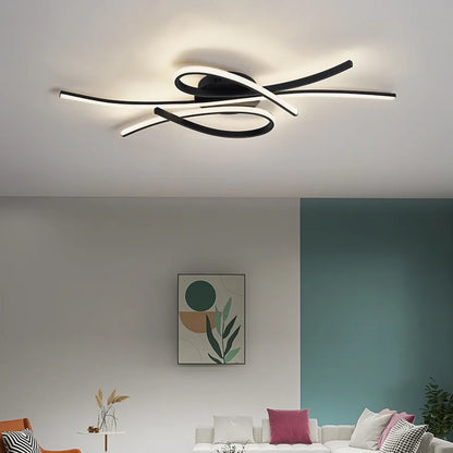 Modern Geometric LED Ceiling Light – Wavy Line Design