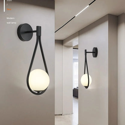 Modern LED Wall Sconce with Spherical Glass Shade