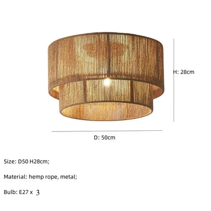 Boho Ceiling Light with Natural Rope