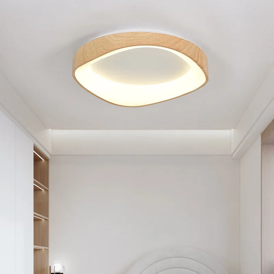 Scandinavian LED Ceiling Light – Modern Surface-Mounted Lamp with Wood Effect
