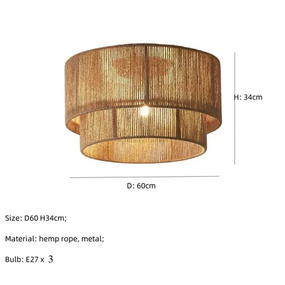 Boho Ceiling Light with Natural Rope