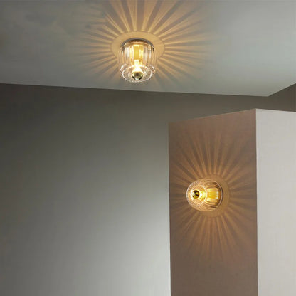 Elegant Glass Ceiling Light with Crystal Design