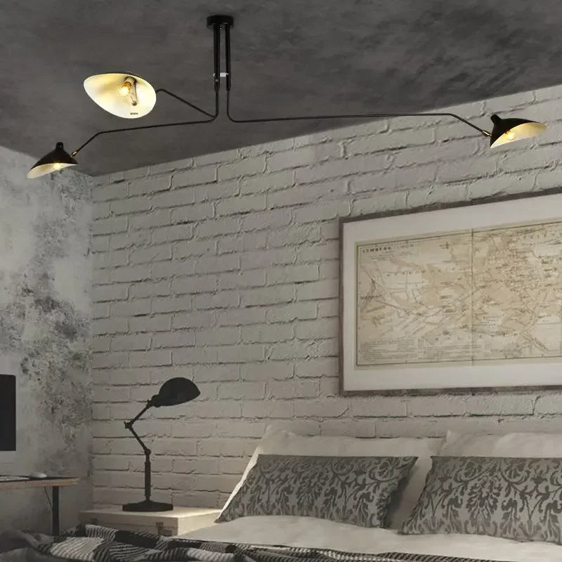 Black Ceiling Light with Rotating Arms – Modern Adjustable Chandelier