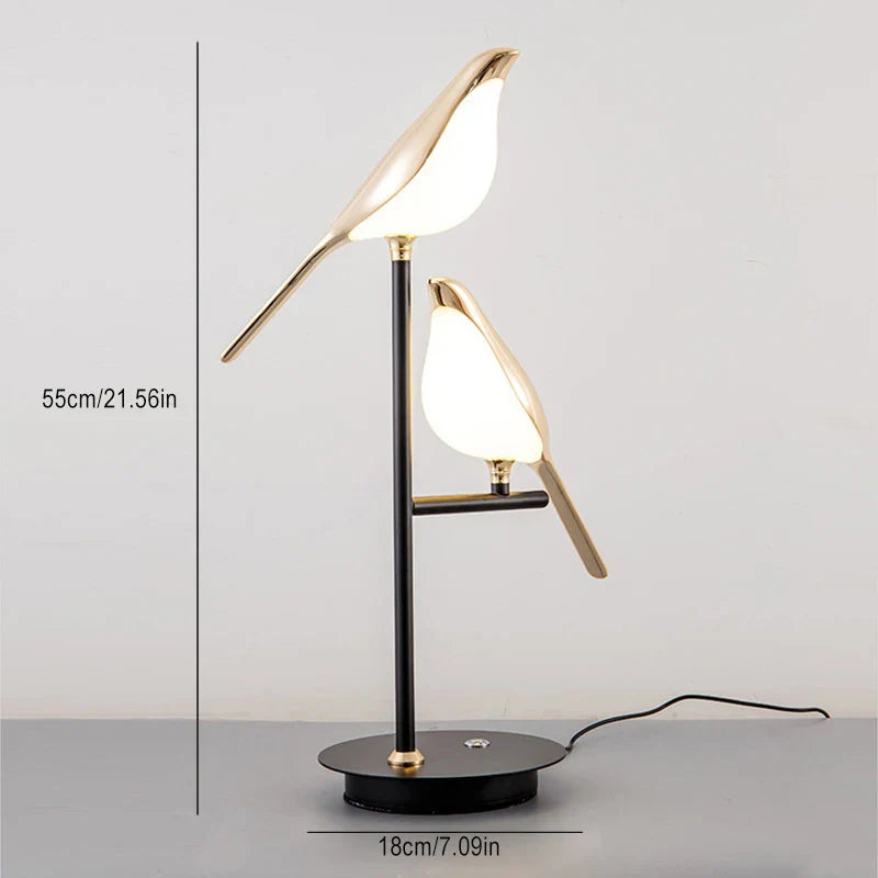 LED Bird Table Lamp – Decorative Bedside Light for Bedroom & Living Room