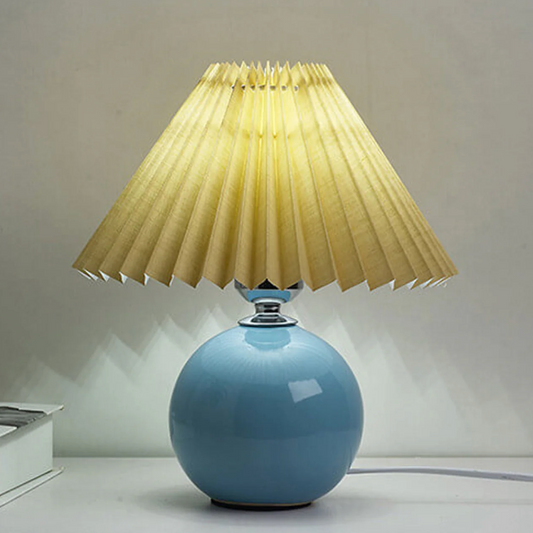 Table Lamp with Pleated Shade & Ceramic Ball Base