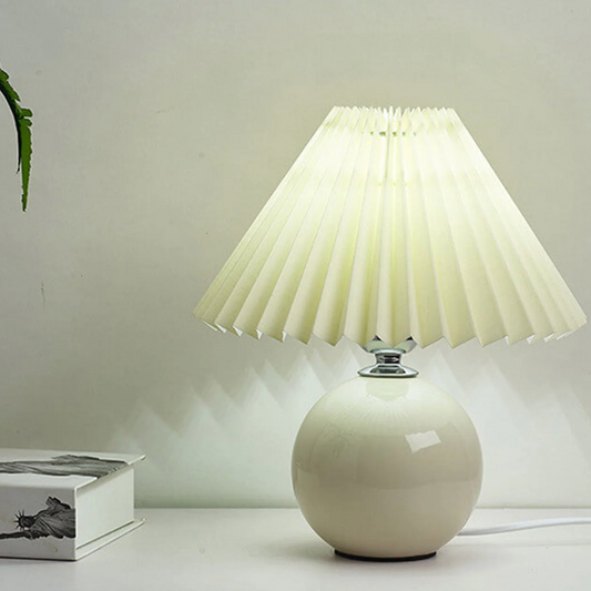 Table Lamp with Pleated Shade & Ceramic Ball Base