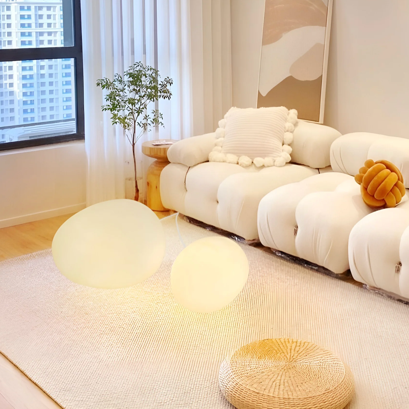 Stone-Shaped Table Lamp – Minimalist Organic Design