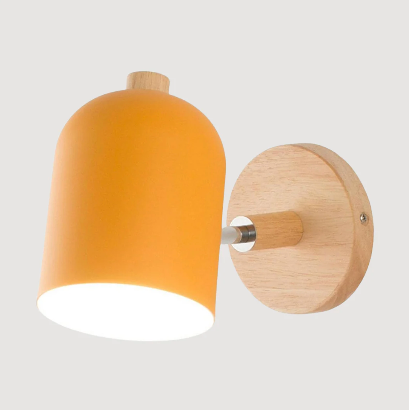 Scandinavian Wall Light with Wooden Base – Adjustable Spotlight