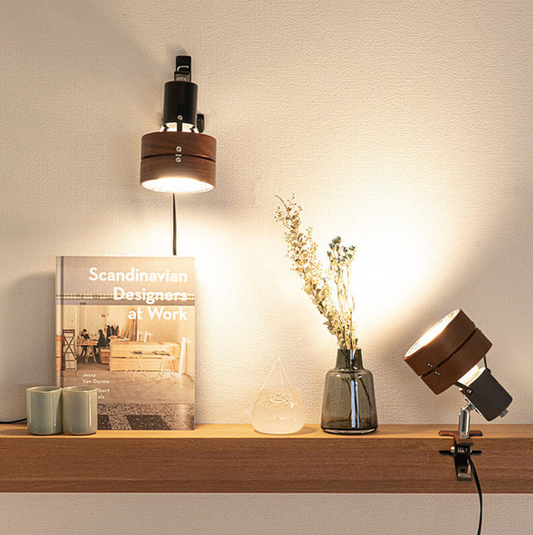 Adjustable Clip-On Desk Lamp – Retro Industrial Metal & Wood Design