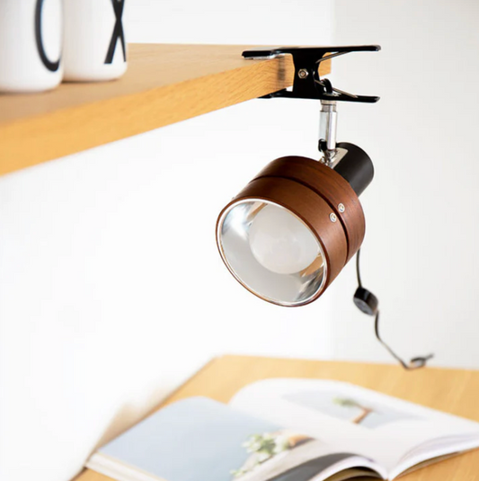 Adjustable Clip-On Desk Lamp – Retro Industrial Metal & Wood Design
