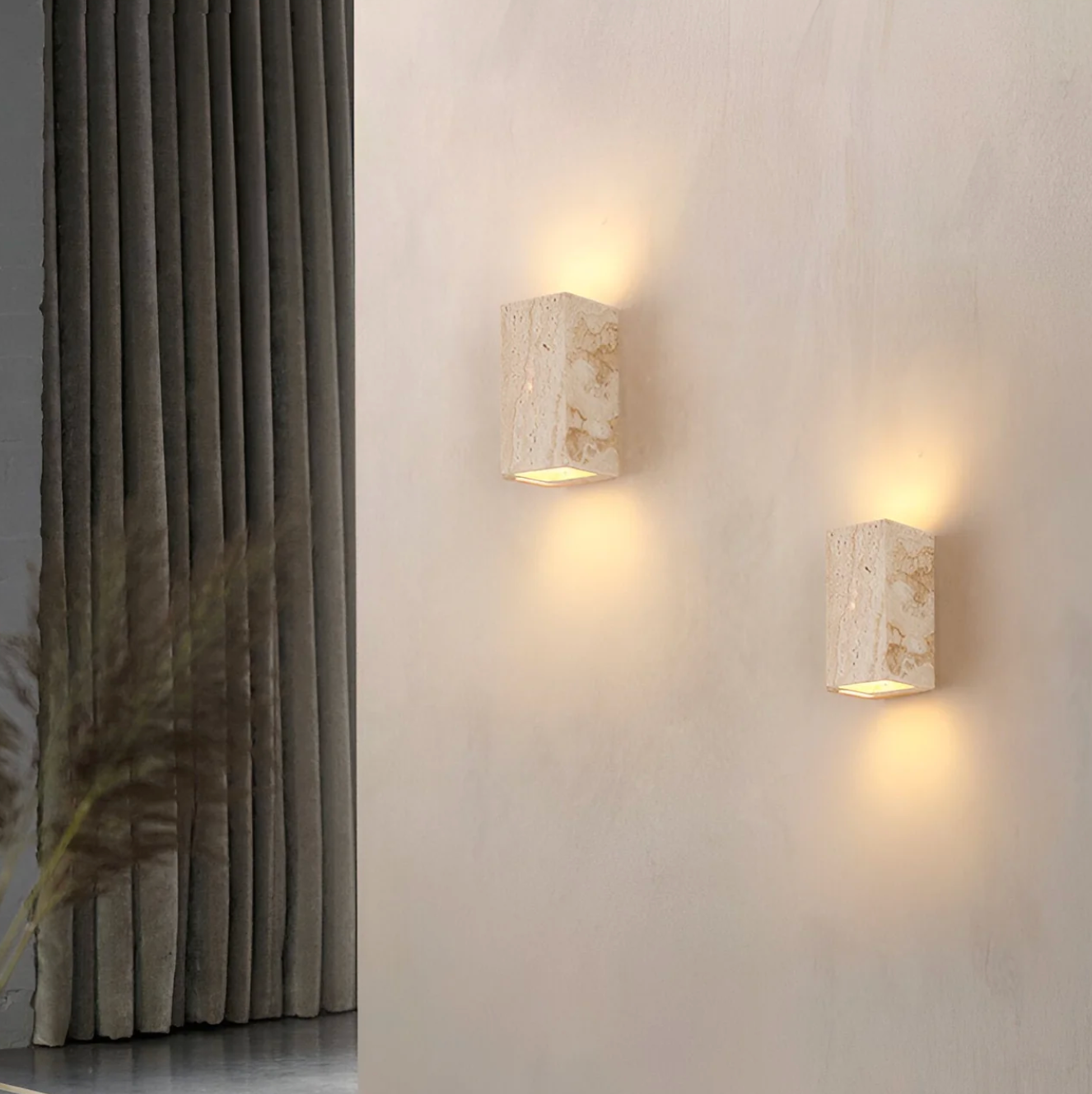 Natural Travertine Stone Wall Light – Minimalist Geometric Design