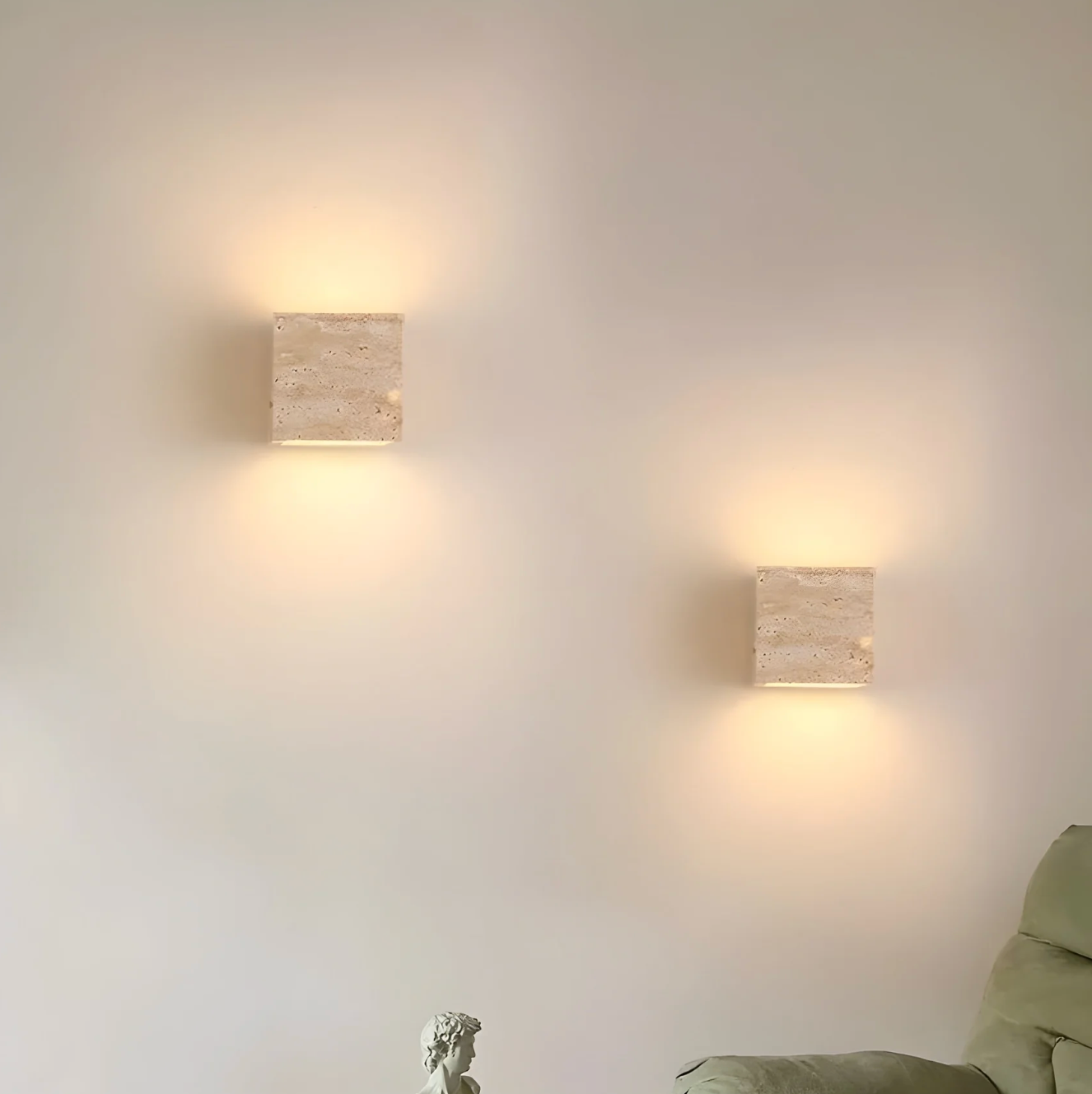 Natural Travertine Stone Wall Light – Minimalist Geometric Design