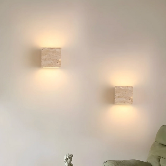 Natural Travertine Stone Wall Light – Minimalist Geometric Design