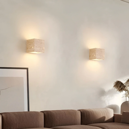 Natural Travertine Stone Wall Light – Minimalist Geometric Design