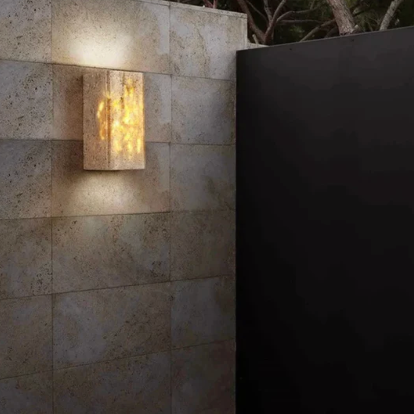 Natural Travertine Stone Wall Light – Minimalist Geometric Design