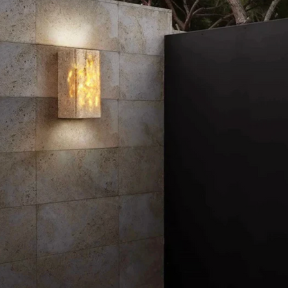 Natural Travertine Stone Wall Light – Minimalist Geometric Design