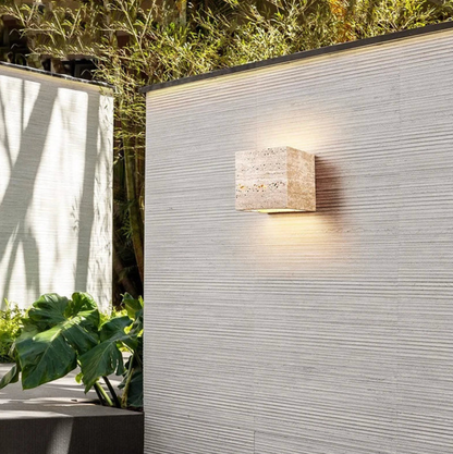 Natural Travertine Stone Wall Light – Minimalist Geometric Design