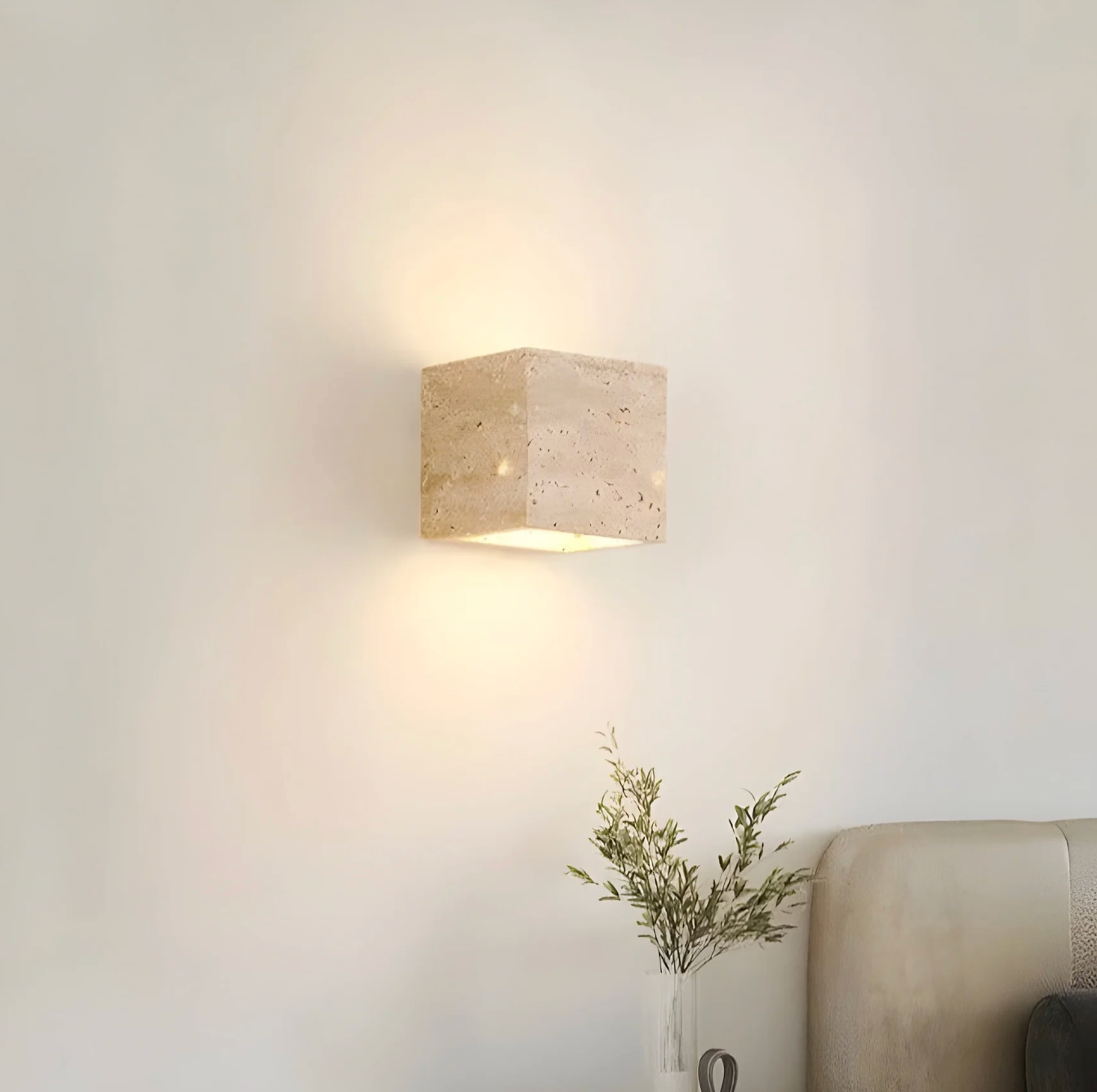 Natural Travertine Stone Wall Light – Minimalist Geometric Design