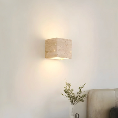 Natural Travertine Stone Wall Light – Minimalist Geometric Design