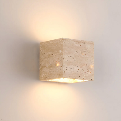 Natural Travertine Stone Wall Light – Minimalist Geometric Design