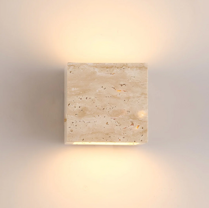 Natural Travertine Stone Wall Light – Minimalist Geometric Design