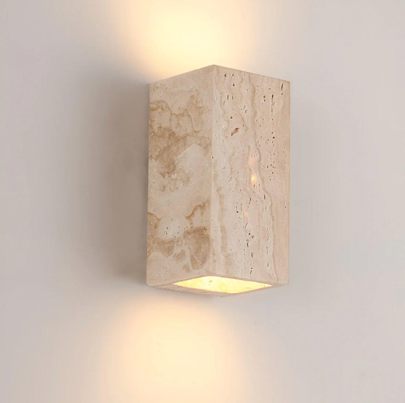 Natural Travertine Stone Wall Light – Minimalist Geometric Design