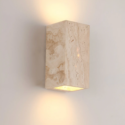 Natural Travertine Stone Wall Light – Minimalist Geometric Design