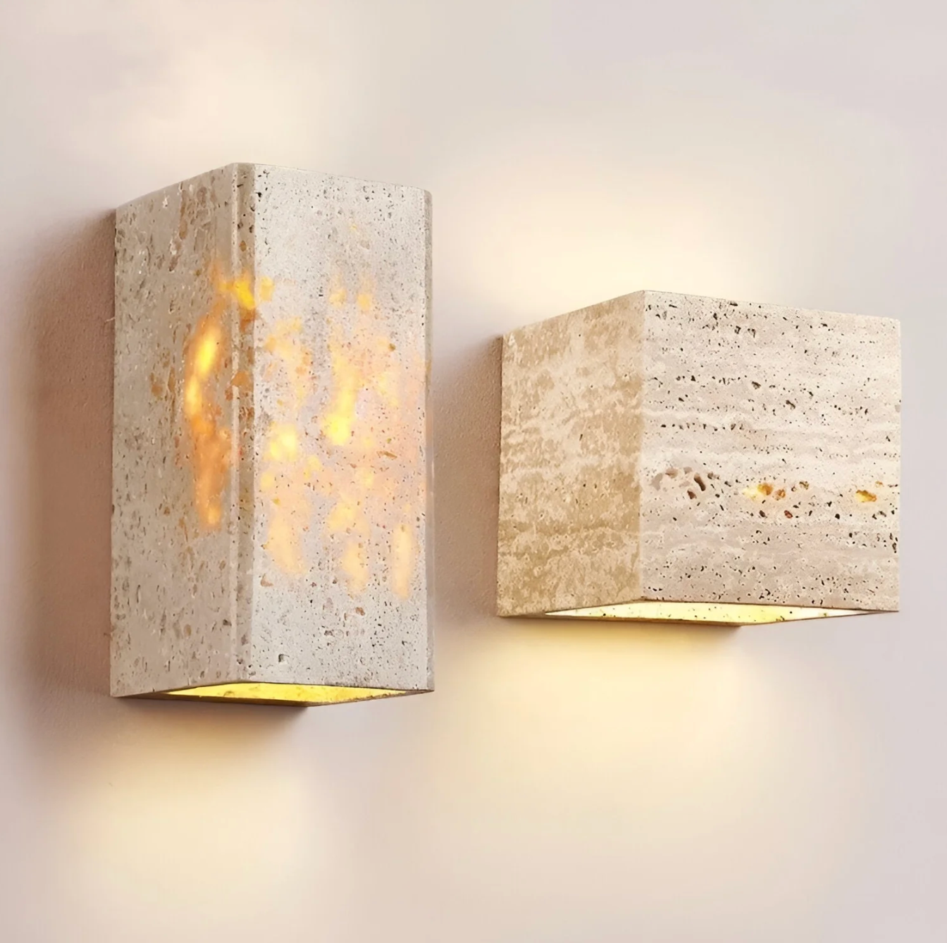 Natural Travertine Stone Wall Light – Minimalist Geometric Design