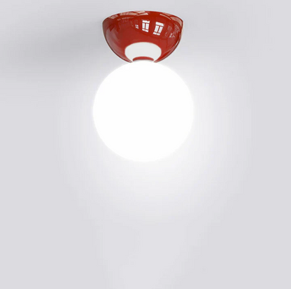 Globe Ceiling Light – Milky Glass Shade with Metal Ceiling Rose