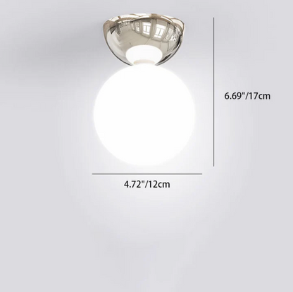 Globe Ceiling Light – Milky Glass Shade with Metal Ceiling Rose