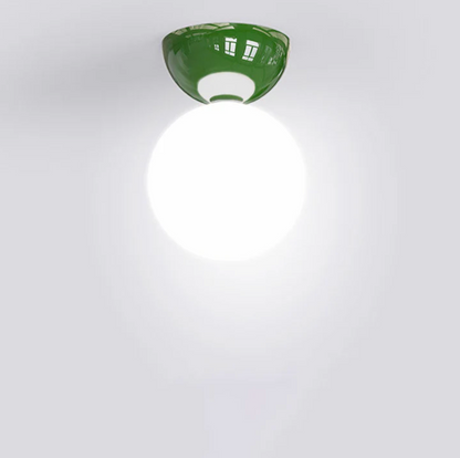 Globe Ceiling Light – Milky Glass Shade with Metal Ceiling Rose