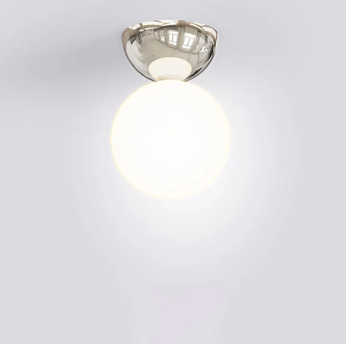 Globe Ceiling Light – Milky Glass Shade with Metal Ceiling Rose