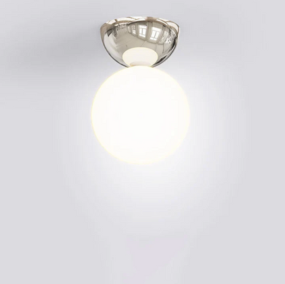 Globe Ceiling Light – Milky Glass Shade with Metal Ceiling Rose
