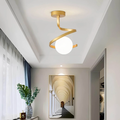 Spiral Ceiling Light with Globe Shade