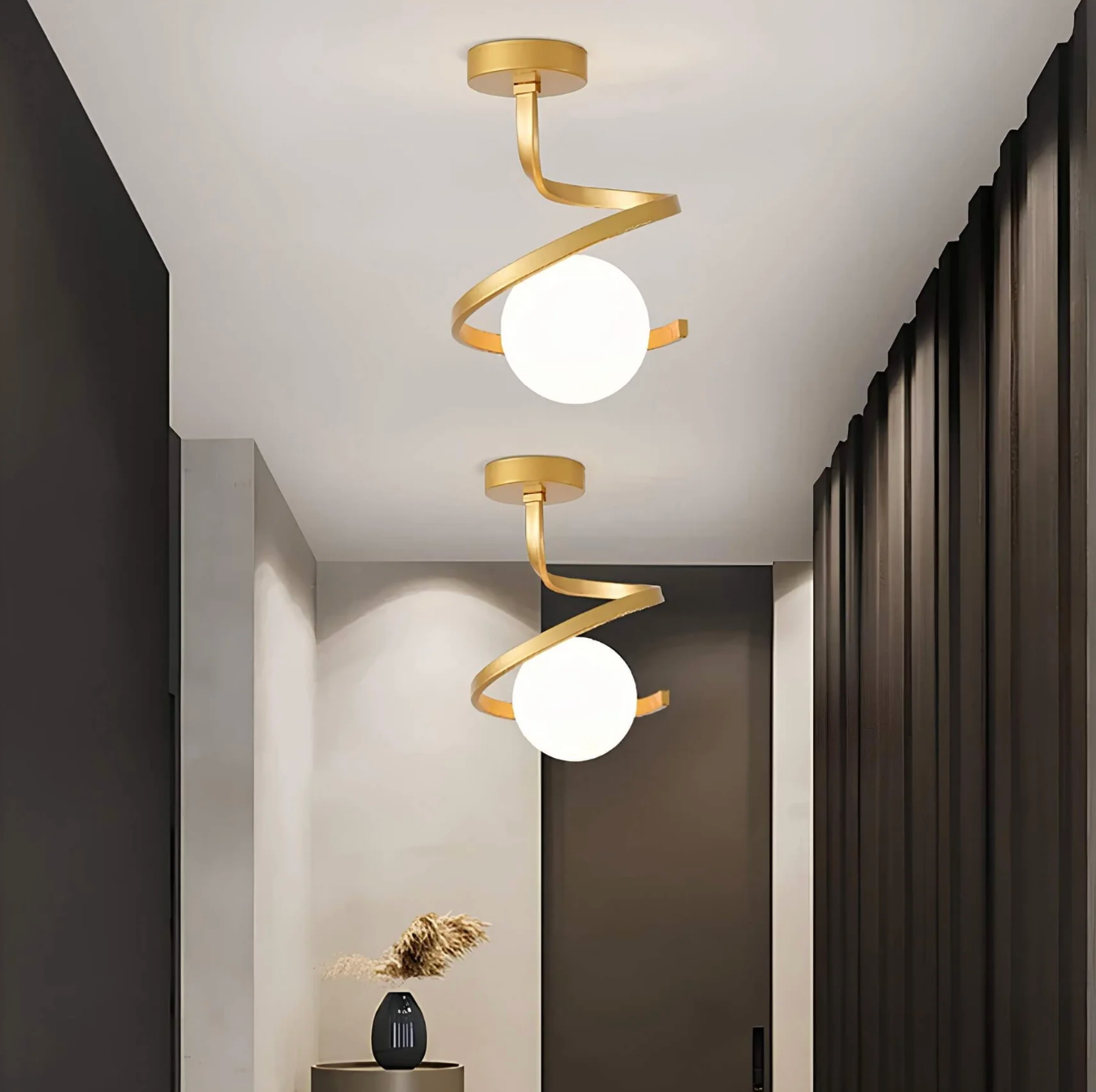 Spiral Ceiling Light with Globe Shade